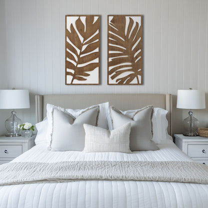 Madison Park Birch Palms Birch Botanical Two-tone Wood Panel Wall Decor Set