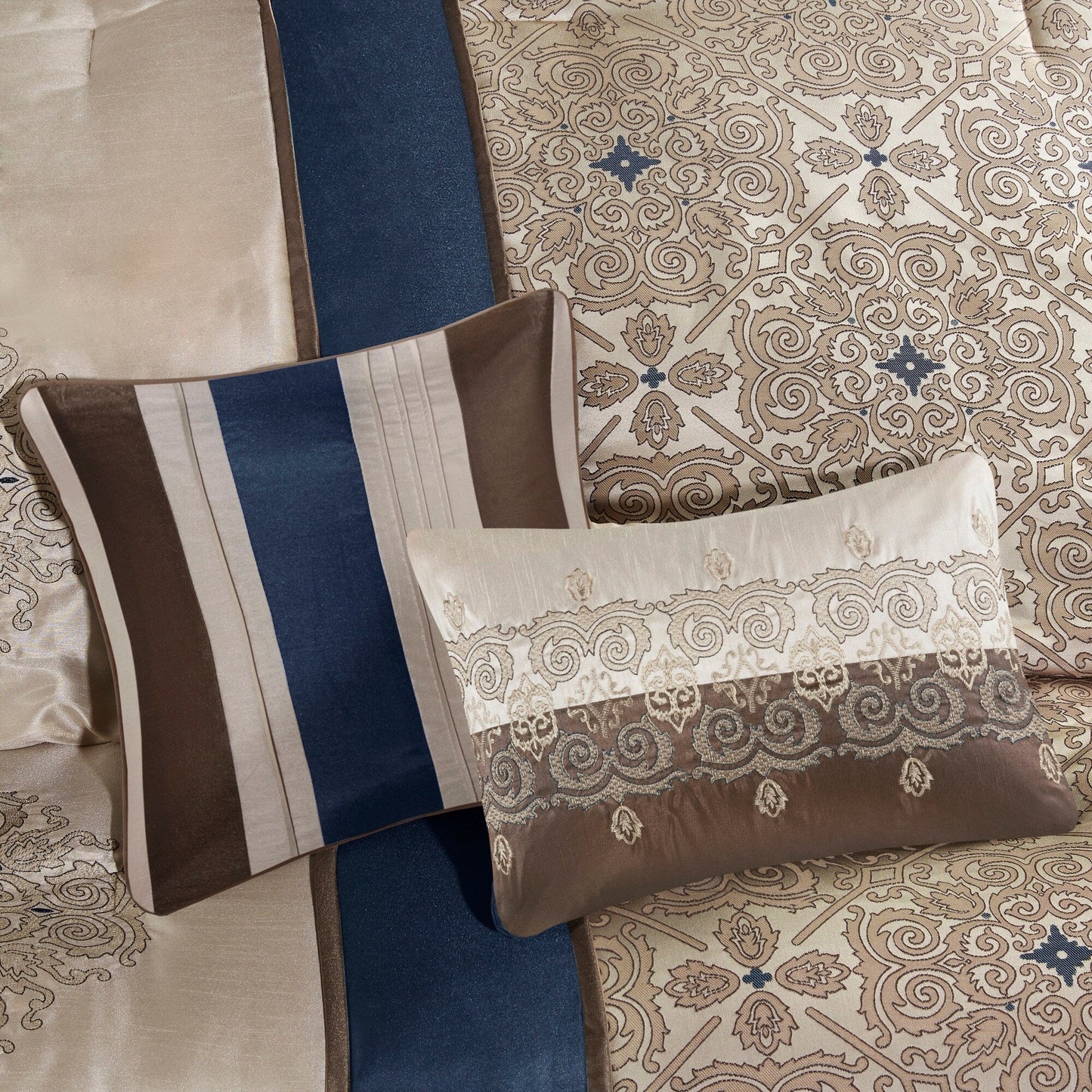 Madison Park Blaine 7 Piece Jacquard Comforter Set with Throw Pillows
