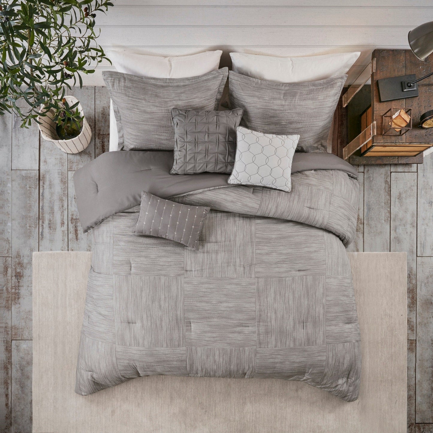 Madison Park Clayton 7 Piece Printed Seersucker Comforter Set