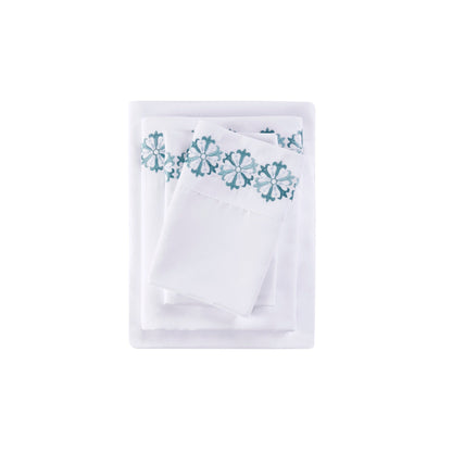 Madison Park Embroidered Microfiber 4 PC Sheet Set