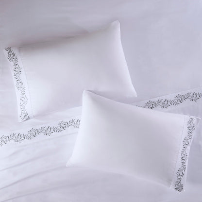 Madison Park Embroidered Microfiber 4 PC Sheet Set