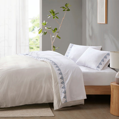 Madison Park Embroidered Microfiber 4 PC Sheet Set