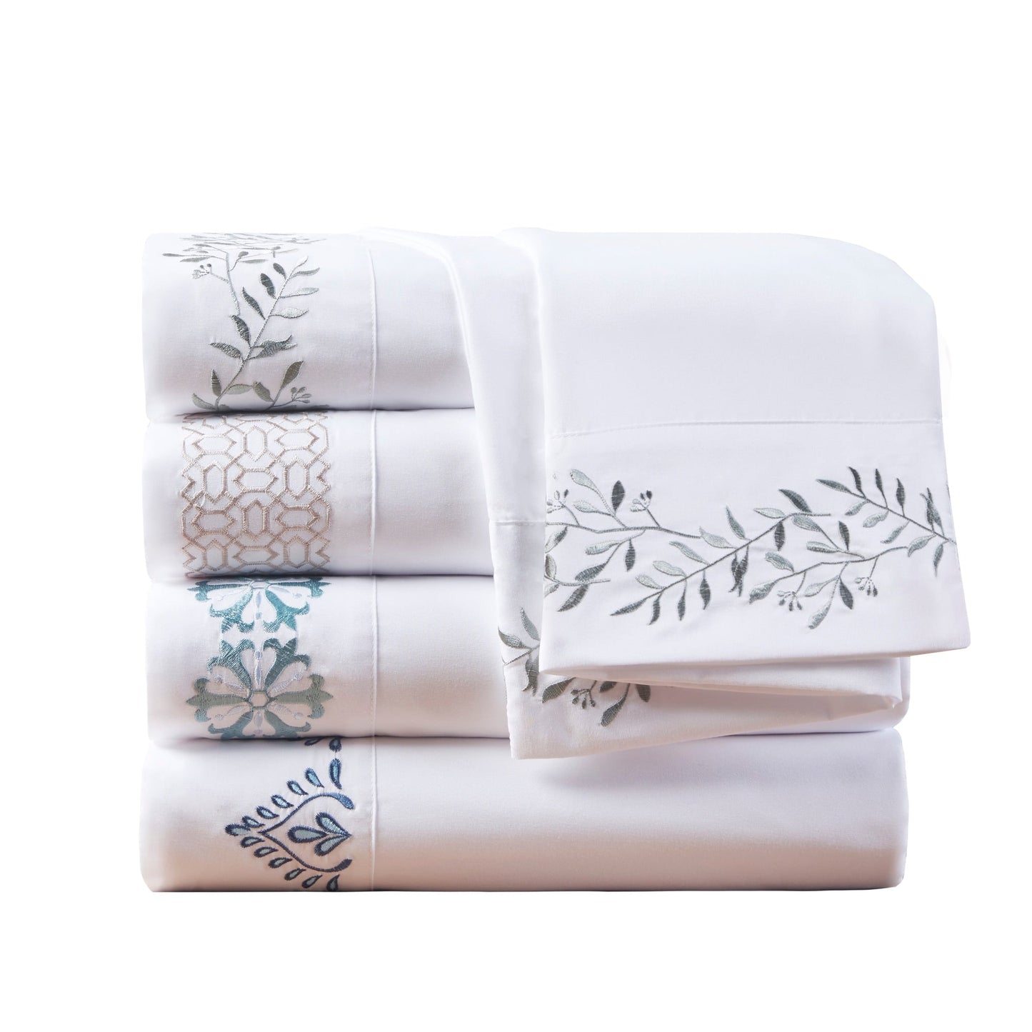 Madison Park Embroidered Microfiber 4 PC Sheet Set