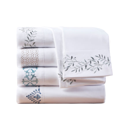 Madison Park Embroidered Microfiber 4 PC Sheet Set