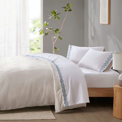 Madison Park Embroidered Microfiber 4 PC Sheet Set