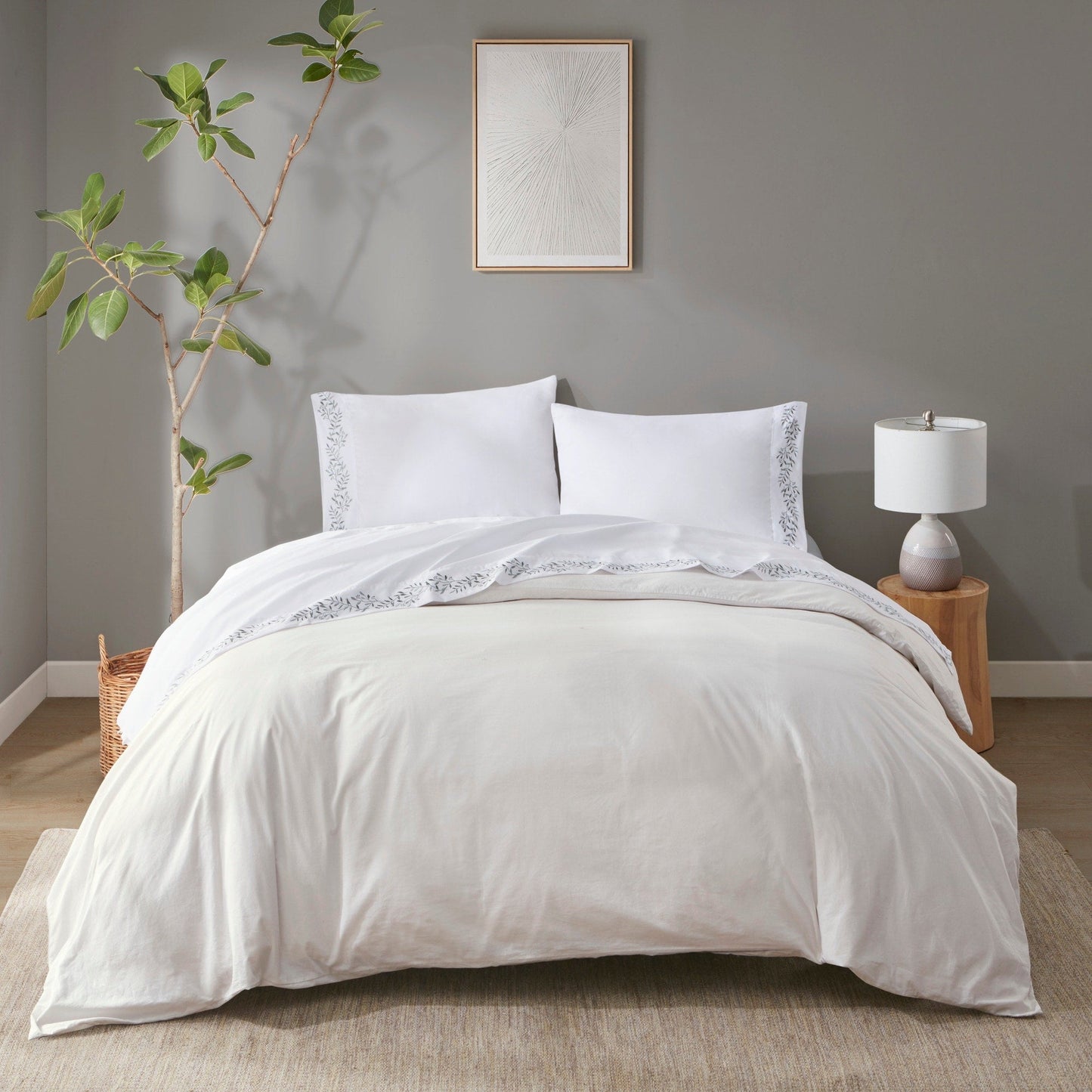 Madison Park Embroidered Microfiber 4 PC Sheet Set