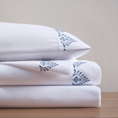 Madison Park Embroidered Microfiber 4 PC Sheet Set