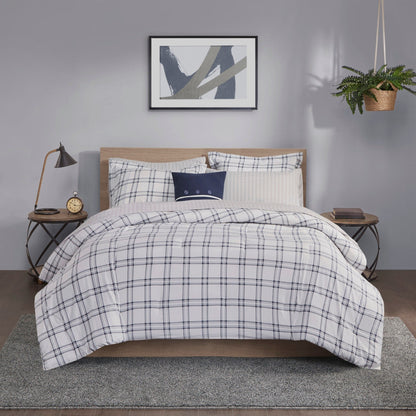 Madison Park Essentials Paton Navy Reversible Comforter Set with Bed Sheets