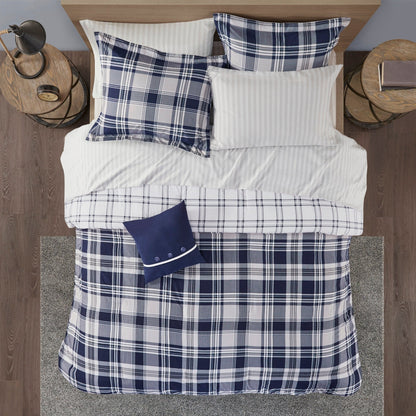 Madison Park Essentials Paton Navy Reversible Comforter Set with Bed Sheets