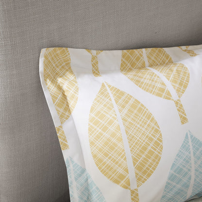 Madison Park Essentials Pelham Bay Yellow/Aqua 9 Piece Comforter Set with Cotton Bed Sheets