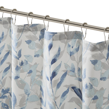 Madison Park Essentials Thelma Blue Botanical Printed Shower Curtain