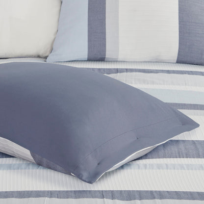 Madison Park Levi Blue/ Natural 5 Piece Jacquard Comforter Set