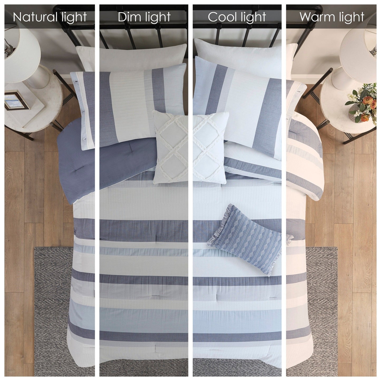 Madison Park Levi Blue/ Natural 5 Piece Jacquard Comforter Set