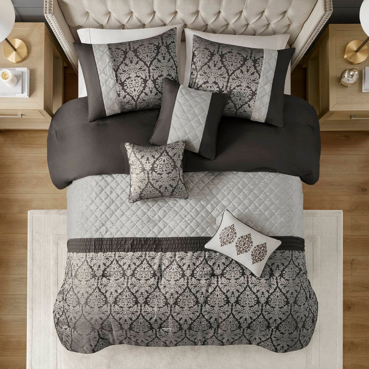 Madison Park Lily 6 Piece Jacquard Comforter Set with Throw Pillows