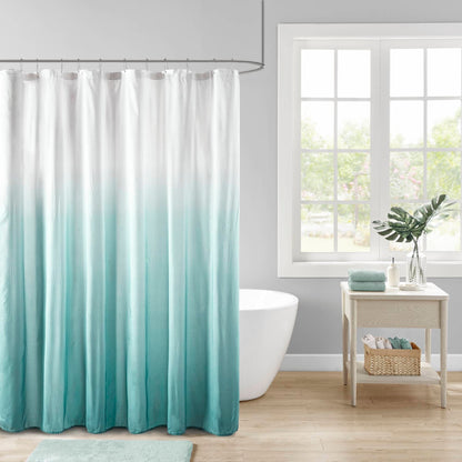 Madison Park Loire Ombre Printed Seersucker Shower Curtain