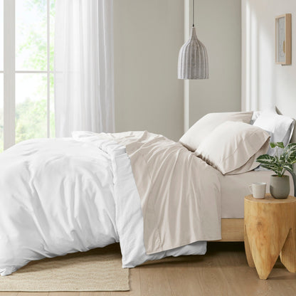 Madison Park 200 Thread Count Relaxed Cotton Percale Sheet Set