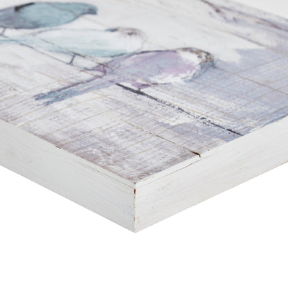 Madison Park Perched Birds Hand Painted Wood Plank Panel Wall Decor - White/Grey