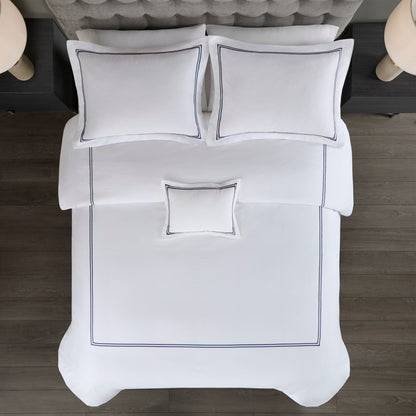 Madison Park Signature 500 Thread Count Luxury Collection 100% Cotton Sateen Embroidered Duvet Cover Set