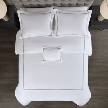 Madison Park Signature 500 Thread Count Luxury Collection 100% Cotton Sateen Embroidered Duvet Cover Set