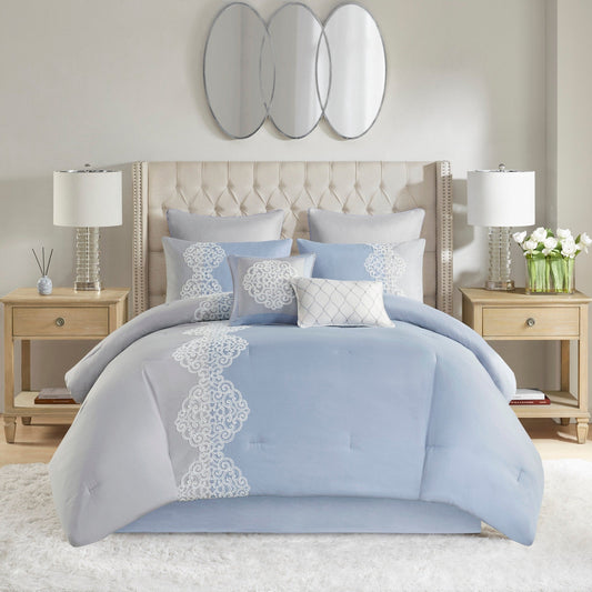 Madison Park Vera 8 Piece Embroidered Microfiber Comforter Set