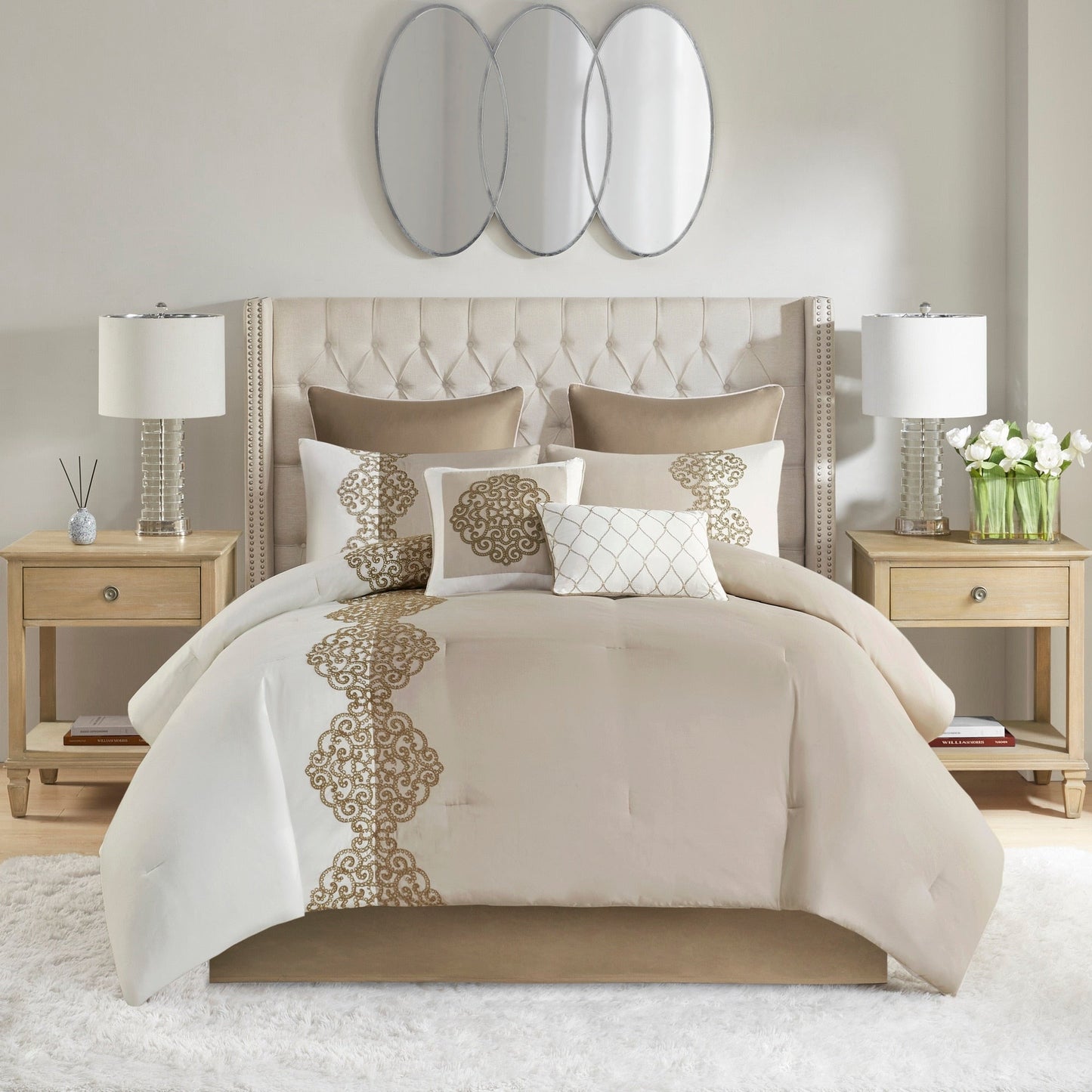 Madison Park Vera 8 Piece Embroidered Microfiber Comforter Set