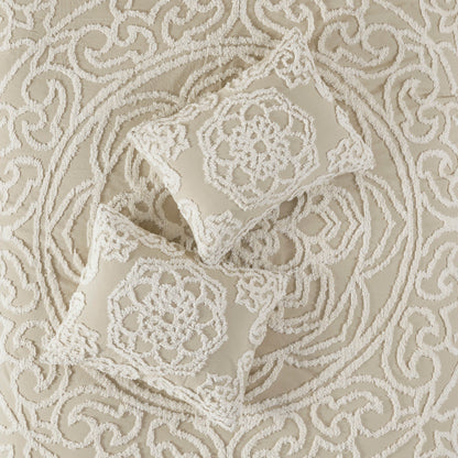 Madison Park Virginia Tufted Cotton Chenille Medallion Duvet Cover Set