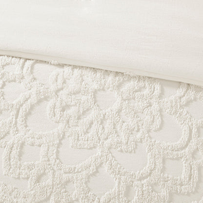 Madison Park Virginia Tufted Cotton Chenille Medallion Duvet Cover Set