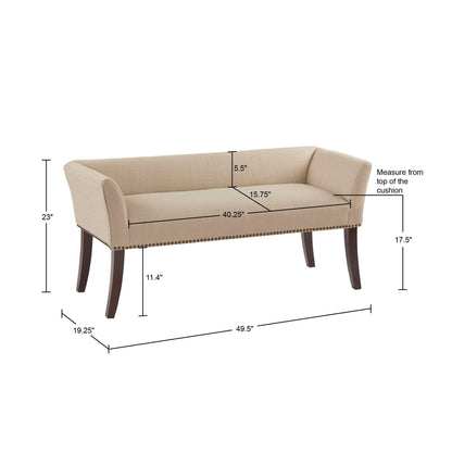 Banc rembourré Madison Park Welburn 49,5 avec dossier et pieds en bois