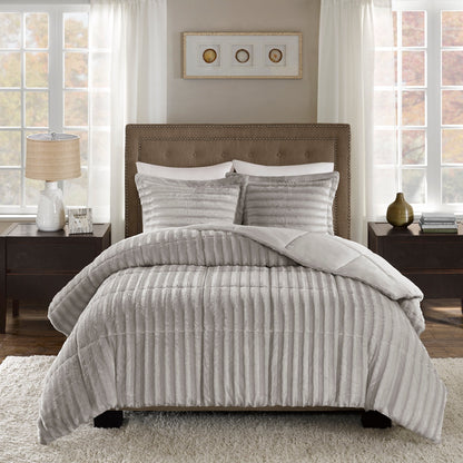 Madison Park York Faux Fur Comforter Mini Set