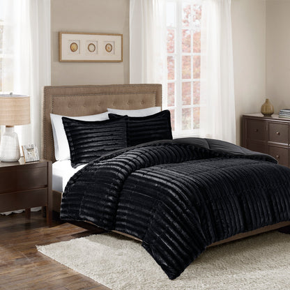 Madison Park York Faux Fur Comforter Mini Set