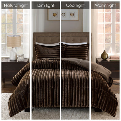 Madison Park York Faux Fur Comforter Mini Set