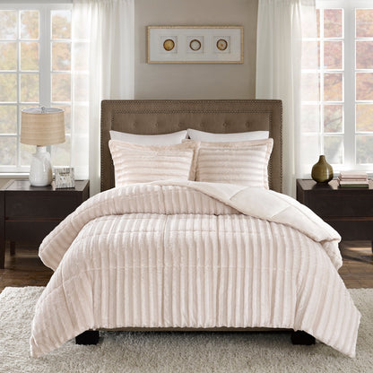 Madison Park York Faux Fur Comforter Mini Set