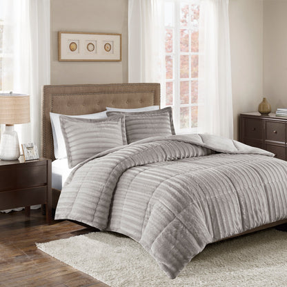 Madison Park York Faux Fur Comforter Mini Set
