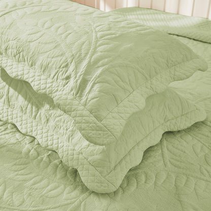 MarCielo 2-Piece 100% Cotton Embroidered Quilted Pillow Shams
