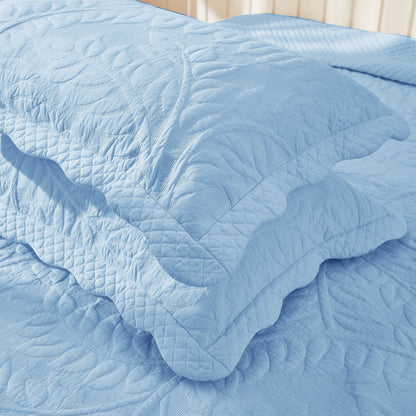 MarCielo 2-Piece 100% Cotton Embroidered Quilted Pillow Shams