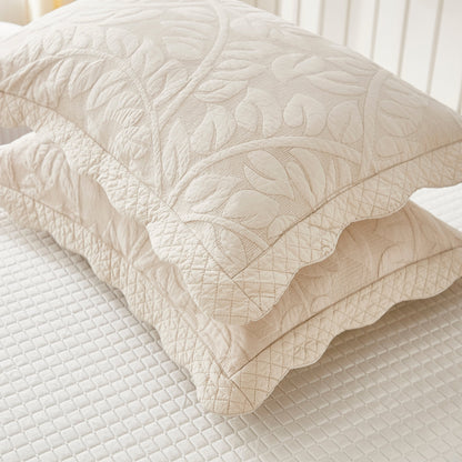 MarCielo 2-Piece 100% Cotton Embroidered Quilted Pillow Shams