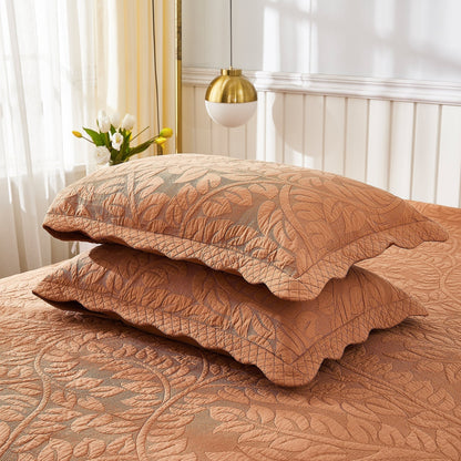 MarCielo 2-Piece 100% Cotton Embroidered Quilted Pillow Shams