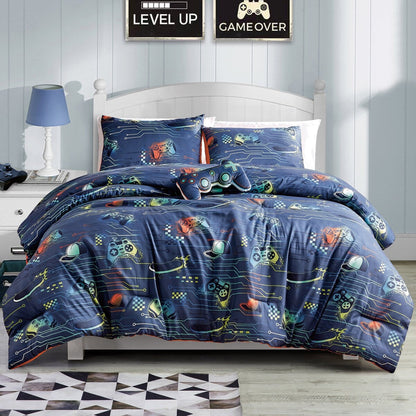 MarCielo Kids Girls Boys Comforter Set Game Boy