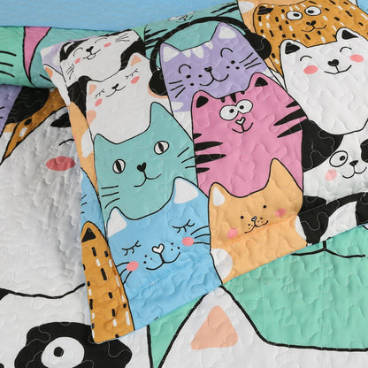 MarCielo Kids Quilt Bedspread Set Cat WX202