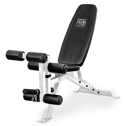 Marcy Powder Coated Steel Home Gym Multipurpose Adjustable Weight Bench, White - 65 x 23 x 46.5 inches