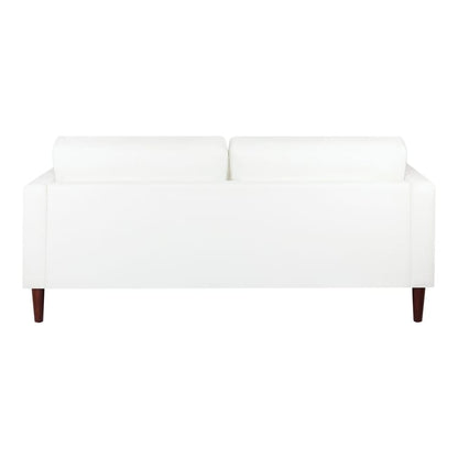 Canapé moderne en cuir véritable avec pieds en bois et coussin traversin supplémentaire