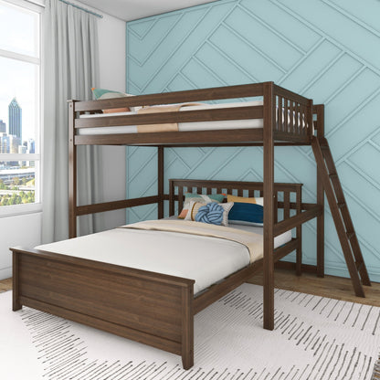 Max and Lily L-Shaped Full over Queen Bunk Bed with Ladder on End