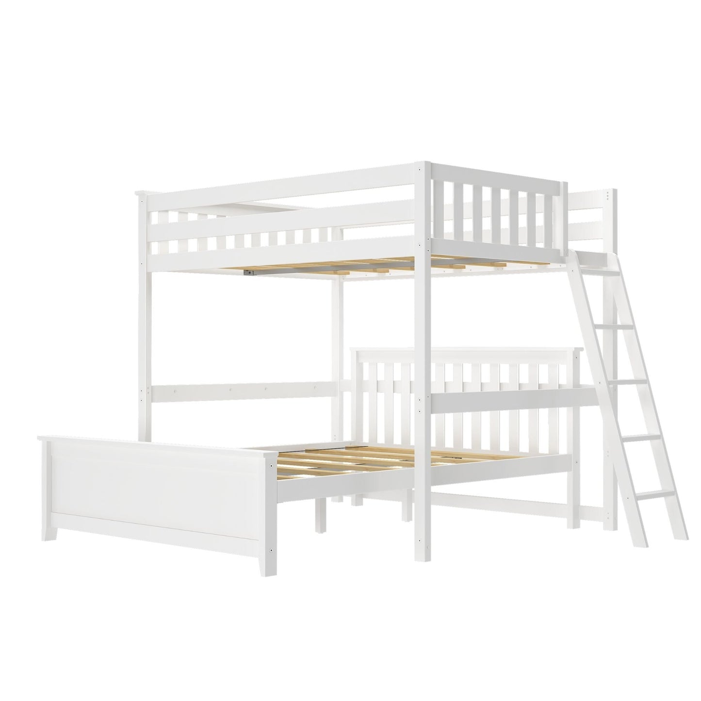 Max and Lily L-Shaped Full over Queen Bunk Bed with Ladder on End