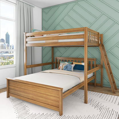 Max and Lily L-Shaped Full over Queen Bunk Bed with Ladder on End