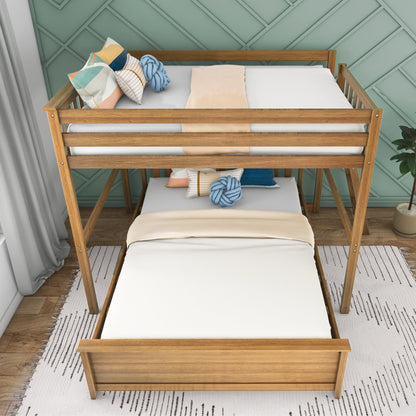 Max and Lily L-Shaped Full over Queen Bunk Bed with Ladder on End