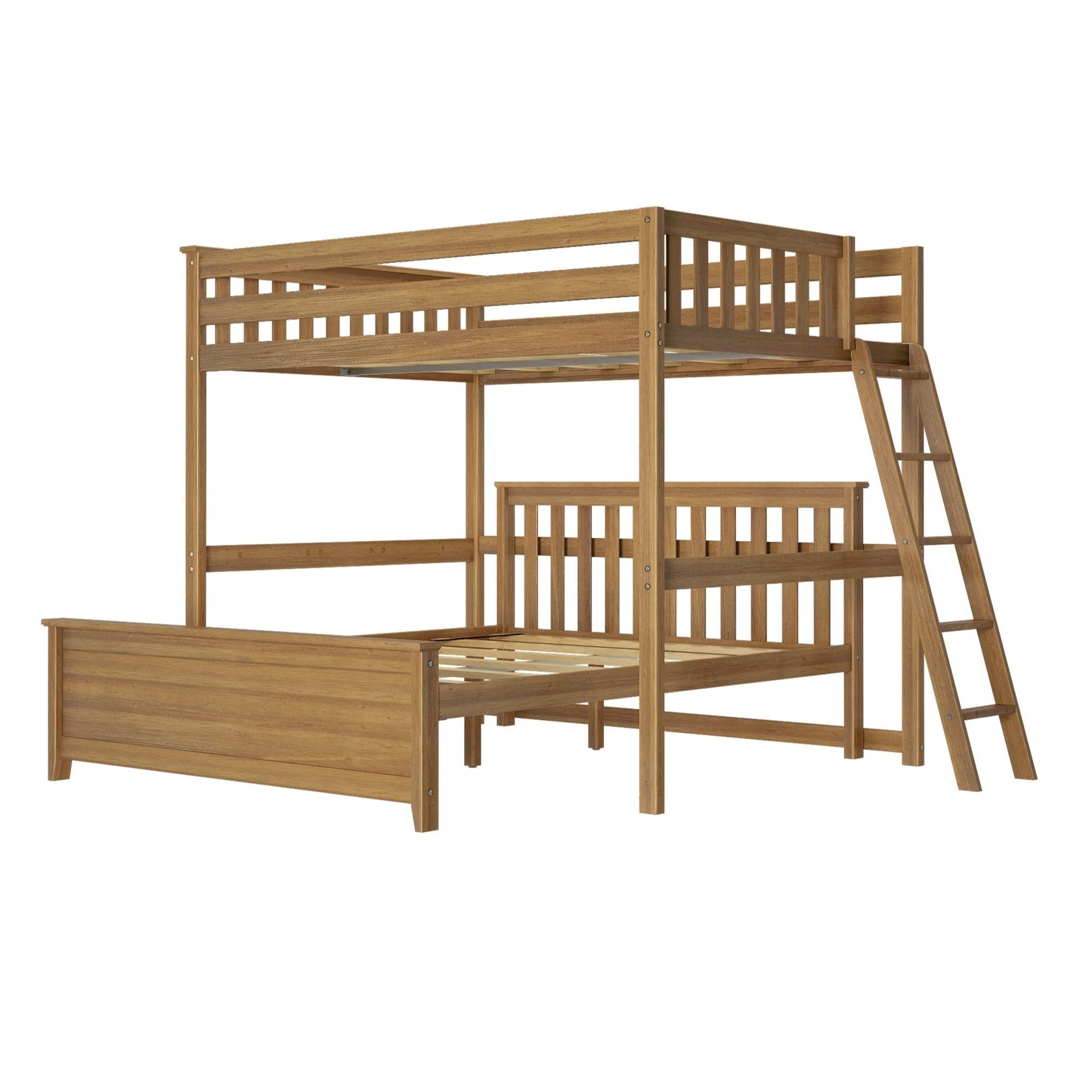 Max and Lily L-Shaped Full over Queen Bunk Bed with Ladder on End