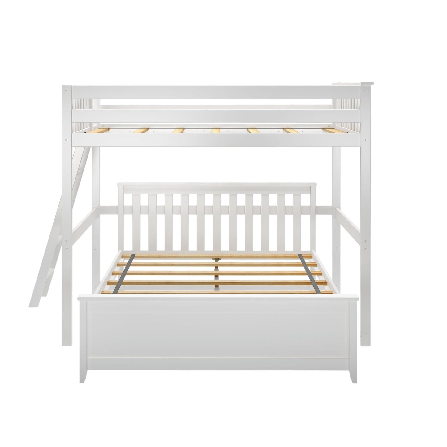 Max and Lily L-Shaped Full over Queen Bunk Bed with Ladder on End