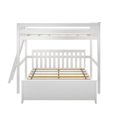 Max and Lily L-Shaped Full over Queen Bunk Bed with Ladder on End