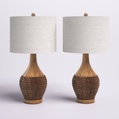Maxax 24.75 Brown Table Lamp Set with USB (Set of 2)