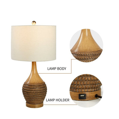 Maxax 24.75 Brown Table Lamp Set with USB (Set of 2)